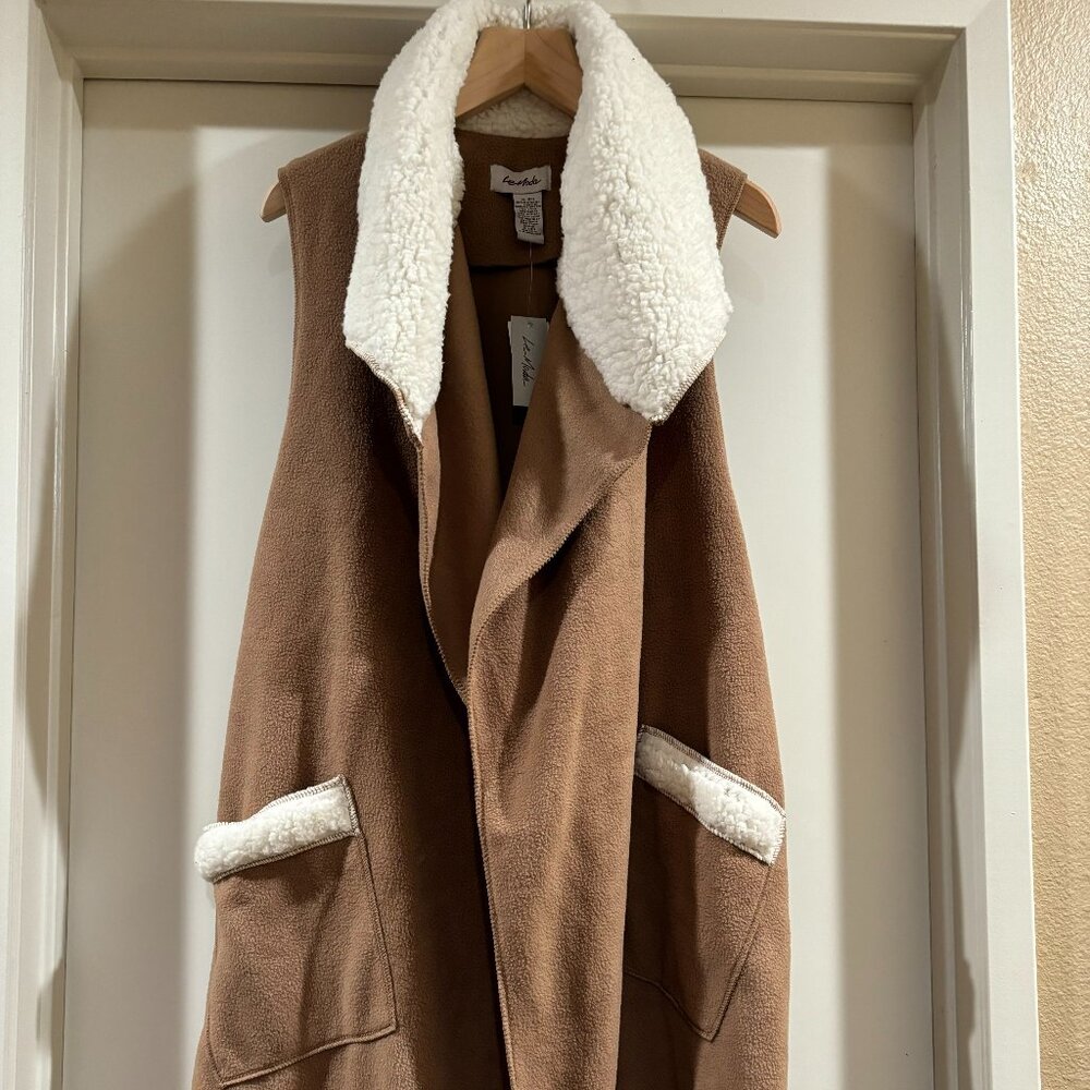 New Sherpa Sleeveless Vest Wrap Open Jacket